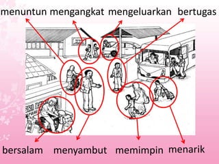 bersalam memimpin menarikmenyambut
menuntun mengangkat mengeluarkan bertugas
 