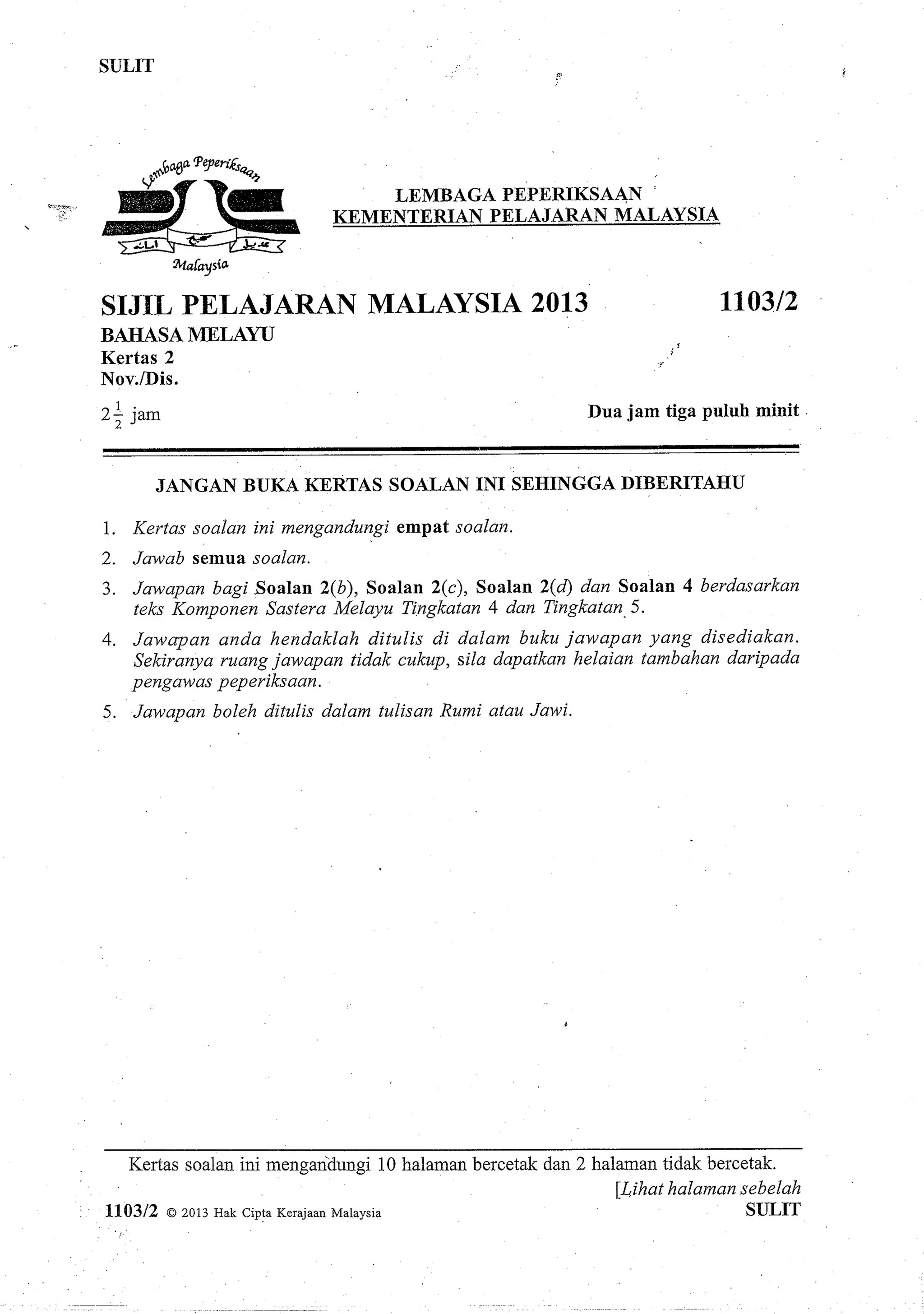 Contoh Soalan Peperiksaan Bahasa Melayu Tingkatan 5 Pdf