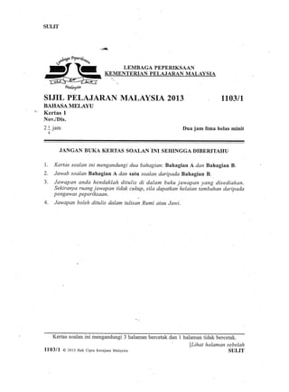 Contoh Soalan Peperiksaan Bahasa Melayu Tingkatan 5 