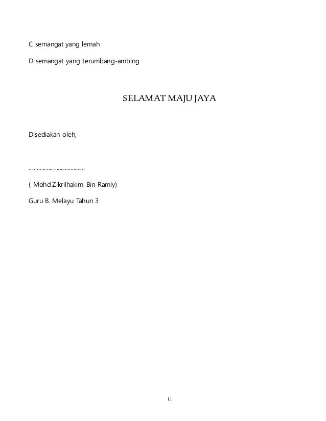 Soalan Ujian Bulanan Bm Tahun 4 - Selangor q