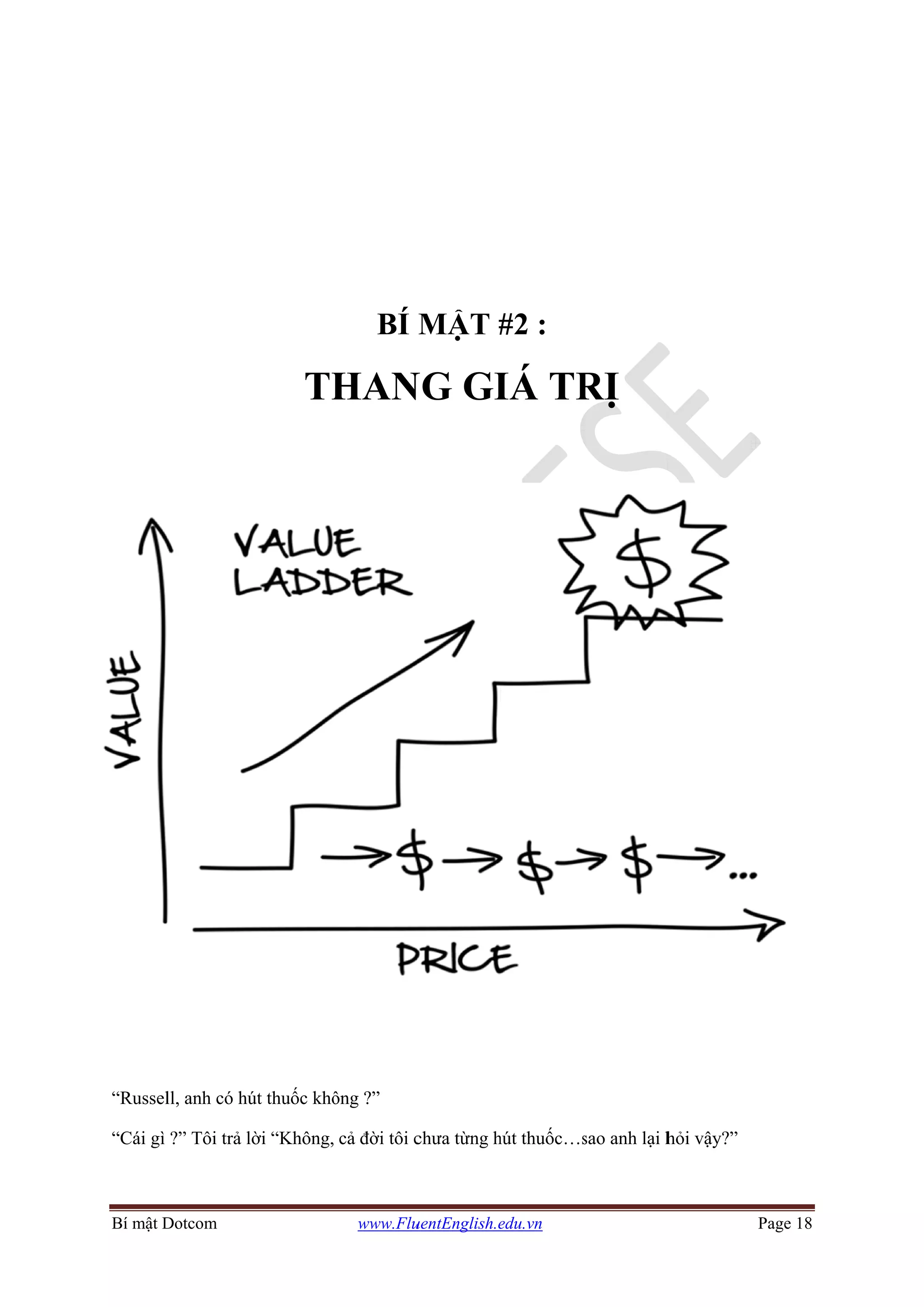 Bí mật D
“Russel
“Cái gì
Dotcom
ll, anh có hú
?” Tôi trả l
TH
út thuốc khô
lời “Không,
www.Flu
BÍ
HAN
ông ?”
cả đời tôi c
uentEnglish.e
MẬT #
NG GI
chưa từng h
edu.vn
#2 :
IÁ TR
hút thuốc…s
RỊ
sao anh lại hhỏi vậy?”
Page 18
 
