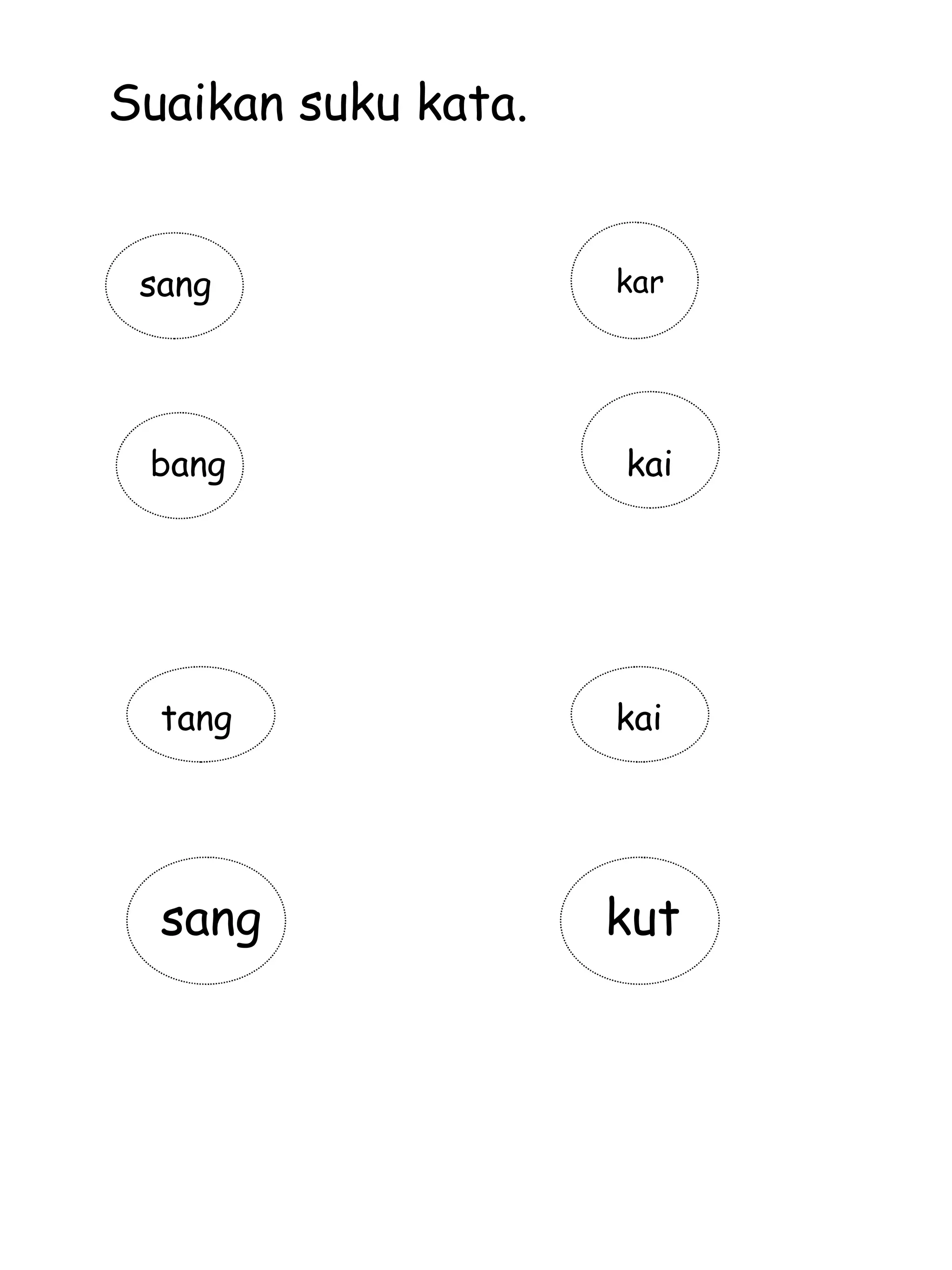 sang kar bang kai tang kai sang kut Suaikan suku kata. 