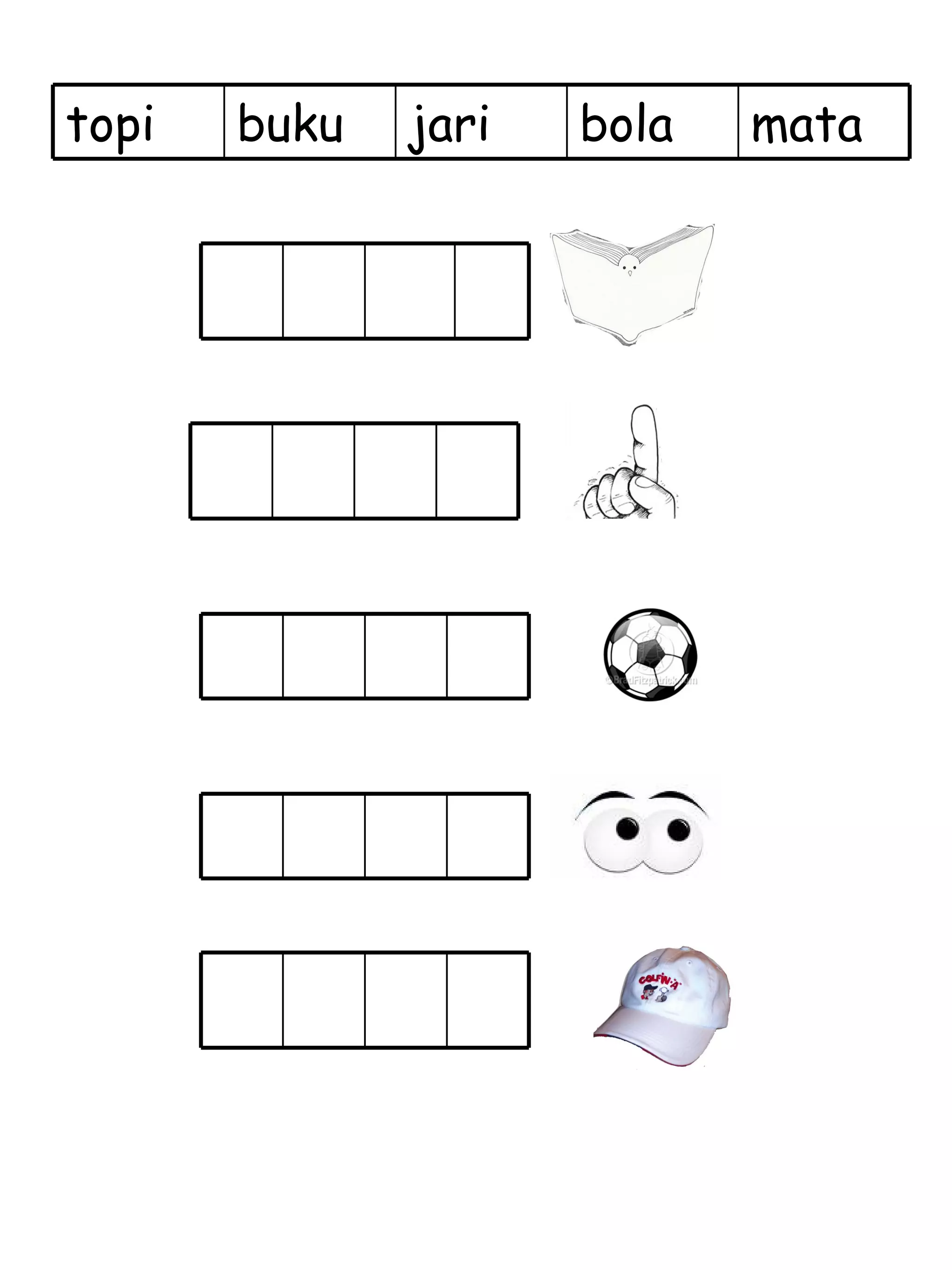 mata bola jari buku topi 