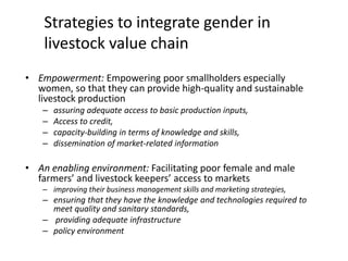 Innovation strategies for integrating gender into a livestock value chain