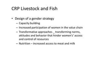 Innovation strategies for integrating gender into a livestock value chain