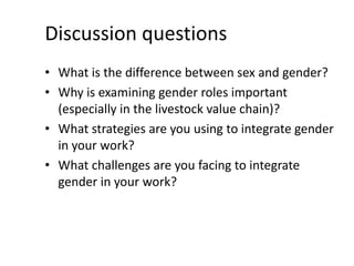 Innovation strategies for integrating gender into a livestock value chain