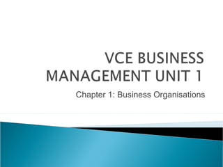 Chapter 1: Business Organisations
 