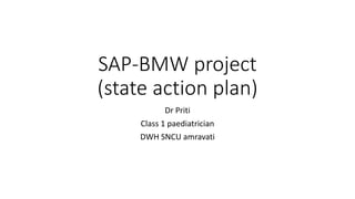 SAP-BMW project
(state action plan)
Dr Priti
Class 1 paediatrician
DWH SNCU amravati
 