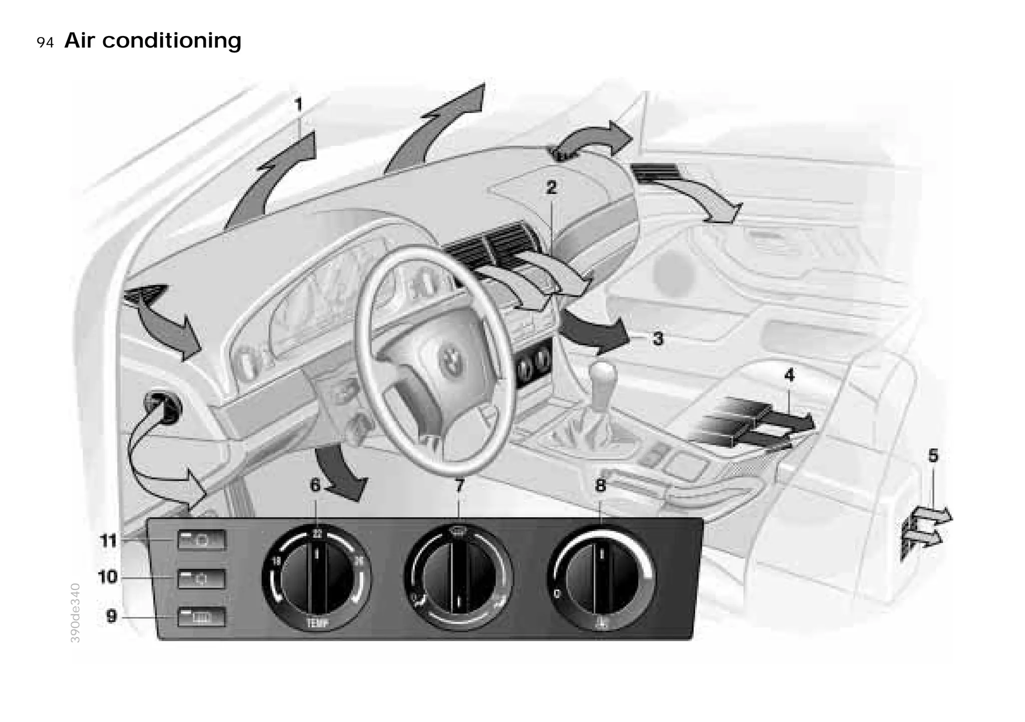 94n
390de340
Air conditioning
Online Edition for Part-No. 01 41 9 791 301 - © 01/99 BMW AG
 