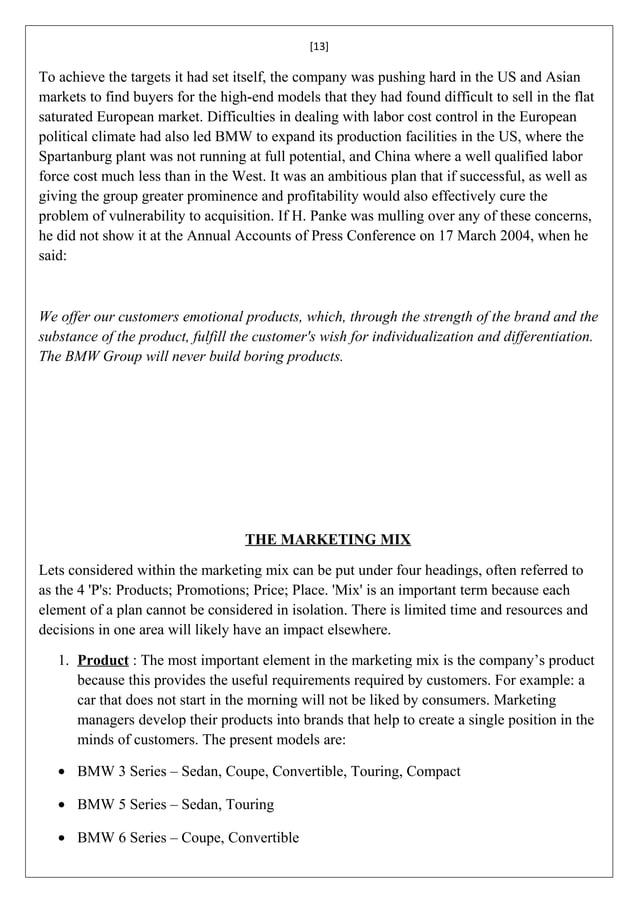Bmw marketing report