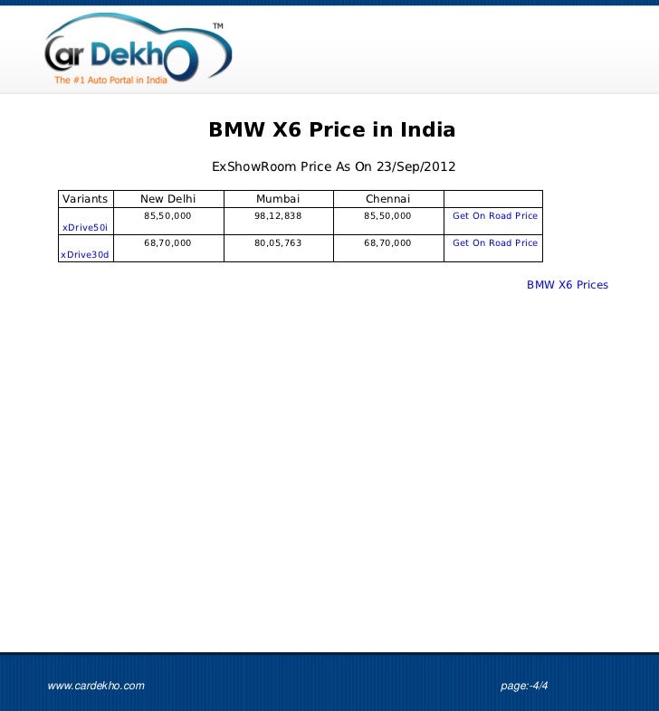 Bmw X6 Price 21sep2012