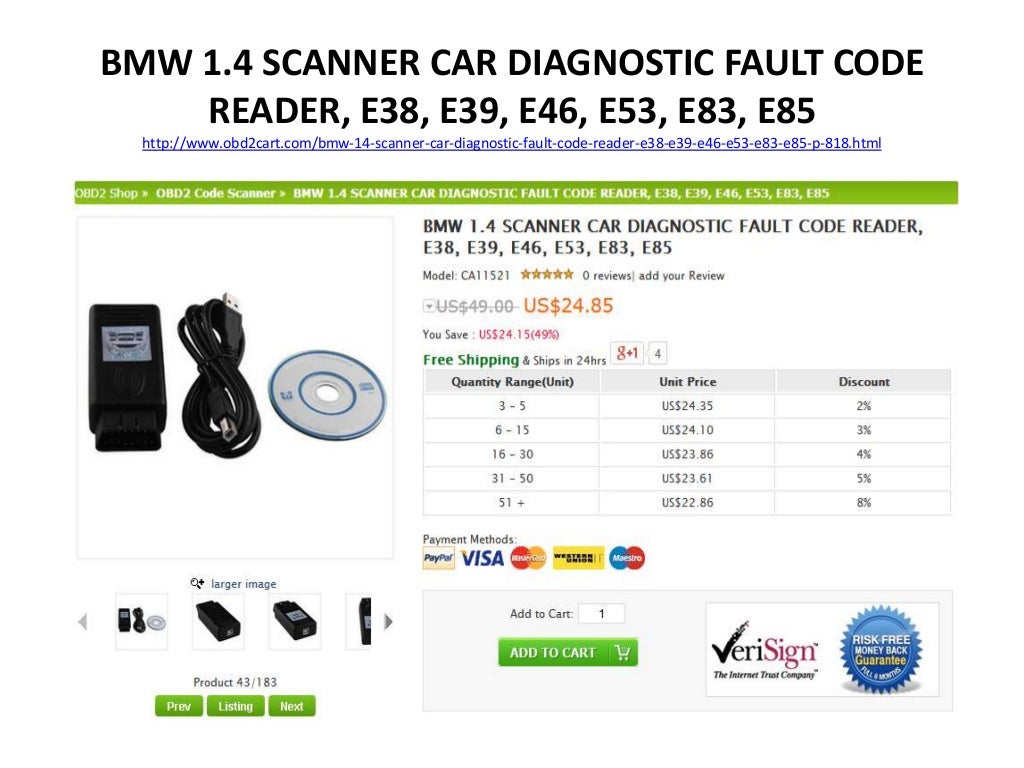Bmw 1.4 scanner car diagnostic fault code reader, e38, e39, e46, e53