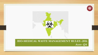 BIO-MEDICAL WASTE MANAGEMENT RULES -2016
Aum- QA
1
 