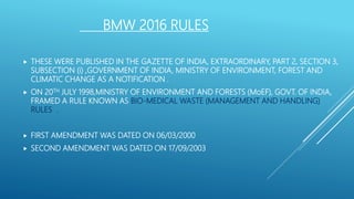 BIOMEDICAL WASTE MANAGEMENT RULES 2016 | PPTX