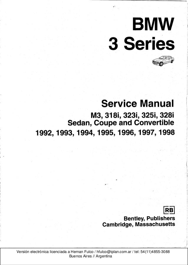 BMW 3 E36 serieS Workshop Manual Bentley Publishers auto electrical wiring diagram free download 