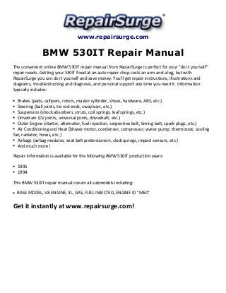 BMW 530IT Repair Manual 1994-1995