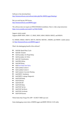 Bmw Datalogging With Bmw Inpa K+Can& Bmw Logger | PDF