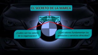 Recuerden quienes son
y que representan
¿Cuáles son los valores
de la organización?
¿Qué valores fundamentan los
productos y servicios ofrecidos?
 