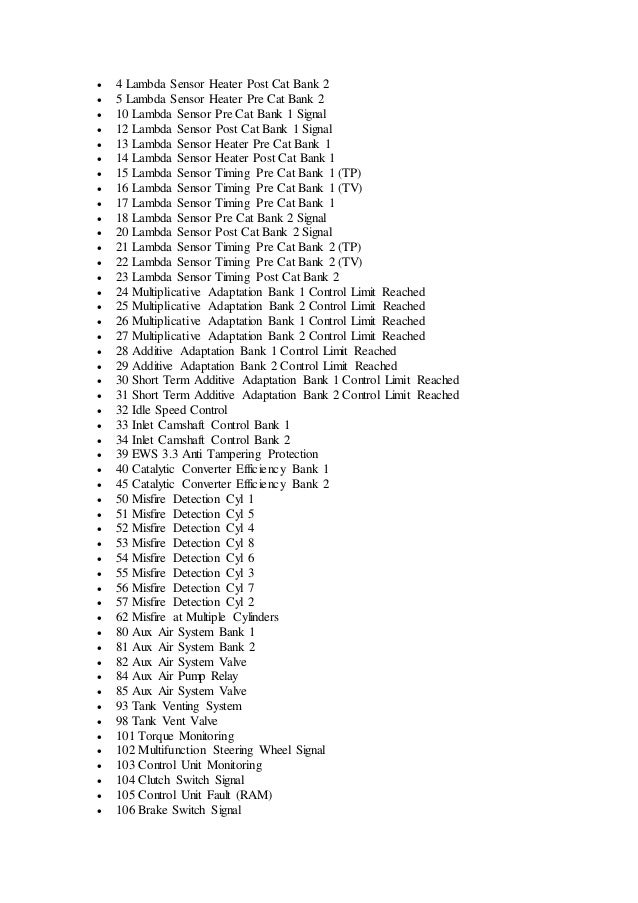 E36 Fuel Pump >> Bmw fault code list E36 Fuel Pump >> Bmw fault code list
