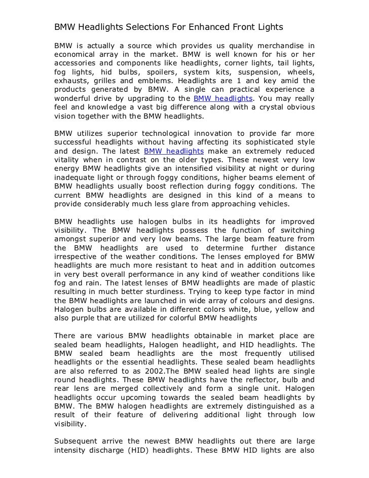 Bmw headlights selections for improved front lights