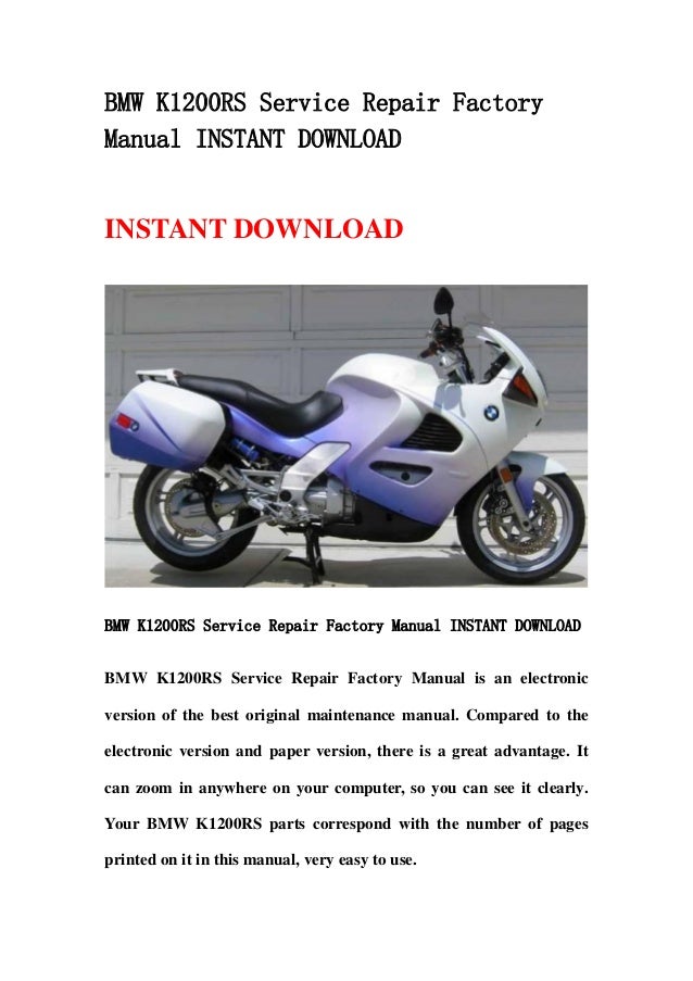 Bmw k1200 rs service repair factory manual instant download