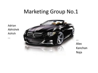 Marketing Group No.1 Adrian  Abhishek Ashish ... ... Alex Kanchan Naja 