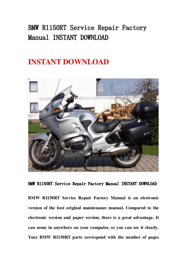 Bmw r1150 rt service repair factory manual instant download