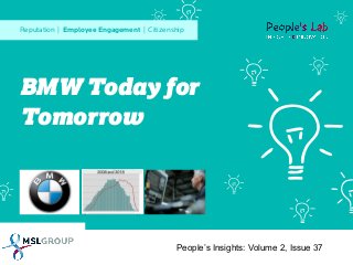 Reputation | Employee Engagement | Citizenship

BMW Today for
Tomorrow

People’s Insights: Volume 2, Issue 37

 