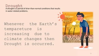 www.loremipsum
.com
Drought
A drought is a period of drier-than-normal conditions that results
in water-related problems.
Whenever the Earth’s
tempareture is
increasing due to
climate changes then
Drought is occurred.
11
 
