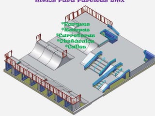 Sitios Para Parcicas Bmx



       *Parques
       *Rampas
     *Carreteras
     *Obstáculos
        *Calles
 