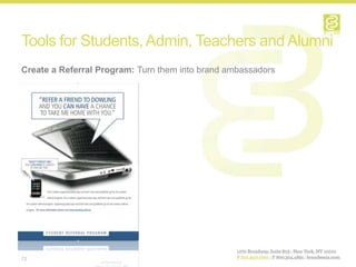 Tools for Students, Admin, Teachers and Alumni
Create a Referral Program: Turn them into brand ambassadors




72
 