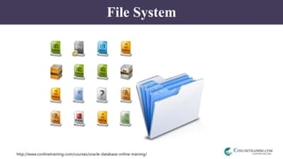 http://www.conlinetraining.com/courses/oracle-database-online-training/
File System
 