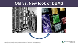 http://www.conlinetraining.com/courses/oracle-database-online-training/
Old vs. New look of DBMS
 