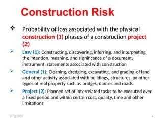 Risk management presentation for the construction | PPTX