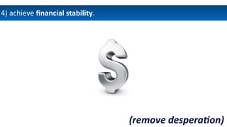 (remove	
  despera/on)
4)	
  achieve	
  ﬁnancial	
  stability.
 