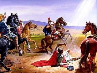 SÃO PAULO   chega a Jesus por um caminho diferente.  Conhece-o como um adversário, que deve ser combatido, como aquele que anuncia um deus diferente dos mestres de Israel... No caminho de Damasco recebeu uma luz do alto  que mudou por completo a sua vida. 