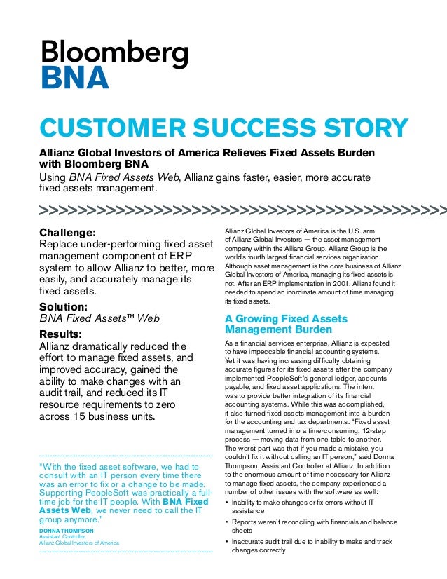Allianz Global Investors of America Uses BNA Fixed Asset Software from