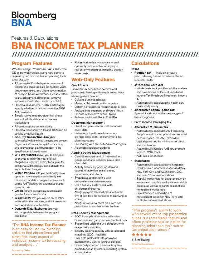 bna income tax planner data sheet 1 638