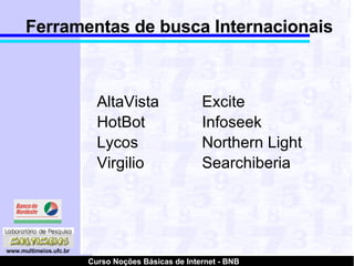 Ferramentas de busca Internacionais AltaVista Excite HotBot Infoseek Lycos Northern Light Virgilio  Searchiberia  