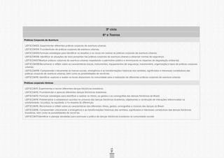 CONSULTAPÚBLICACONSULTAPÚBLICACONSULTAPÚBLICA
CONSULTAPÚBLICACONSULTAPÚBLICACONSULTAPÚBLICA
CONSULTAPÚBLICACONSULTAPÚBLICACONSULTAPÚBLICA
CONSULTAPÚBLICACONSULTAPÚBLICACONSULTAPÚBLICA
CONSULTAPÚBLICACONSULTAPÚBLICACONSULTAPÚBLICA
CONSULTAPÚBLICACONSULTAPÚBLICACONSULTAPÚBLICA
CONSULTAPÚBLICACONSULTAPÚBLICACONSULTAPÚBLICA
CONSULTAPÚBLICACONSULTAPÚBLICACONSULTAPÚBLICA
CONSULTAPÚBLICACONSULTAPÚBLICACONSULTAPÚBLICA
CONSULTAPÚBLICACONSULTAPÚBLICACONSULTAPÚBLICA
CONSULTAPÚBLICACONSULTAPÚBLICACONSULTAPÚBLICA
CONSULTAPÚBLICACONSULTAPÚBLICACONSULTAPÚBLICA
CONSULTAPÚBLICACONSULTAPÚBLICACONSULTAPÚBLICA
CONSULTAPÚBLICACONSULTAPÚBLICACONSULTAPÚBLICA
CONSULTAPÚBLICACONSULTAPÚBLICACONSULTAPÚBLICA
CONSULTAPÚBLICACONSULTAPÚBLICACONSULTAPÚBLICA
CONSULTAPÚBLICACONSULTAPÚBLICACONSULTAPÚBLICA
CONSULTAPÚBLICACONSULTAPÚBLICACONSULTAPÚBLICA
CONSULTAPÚBLICACONSULTAPÚBLICACONSULTAPÚBLICA
CONSULTAPÚBLICACONSULTAPÚBLICACONSULTAPÚBLICA
CONSULTAPÚBLICACONSULTAPÚBLICACONSULTAPÚBLICA
CONSULTAPÚBLICACONSULTAPÚBLICACONSULTAPÚBLICA
CONSULTAPÚBLICACONSULTAPÚBLICACONSULTAPÚBLICA
CONSULTAPÚBLICACONSULTAPÚBLICACONSULTAPÚBLICA
CONSULTAPÚBLICACONSULTAPÚBLICACONSULTAPÚBLICA
CONSULTAPÚBLICACONSULTAPÚBLICACONSULTAPÚBLICA
CONSULTAPÚBLICACONSULTAPÚBLICACONSULTAPÚBLICA
CONSULTAPÚBLICACONSULTAPÚBLICACONSULTAPÚBLICA
CONSULTAPÚBLICACONSULTAPÚBLICACONSULTAPÚBLICA
CONSULTAPÚBLICACONSULTAPÚBLICACONSULTAPÚBLICA
CONSULTAPÚBLICACONSULTAPÚBLICACONSULTAPÚBLICA
CONSULTAPÚBLICACONSULTAPÚBLICACONSULTAPÚBLICA
CONSULTAPÚBLICACONSULTAPÚBLICACONSULTAPÚBLICA
CONSULTAPÚBLICACONSULTAPÚBLICACONSULTAPÚBLICA
126
3º ciclo
6º e 7oanos
Práticas Corporais de Aventura
LIEF3COA103. Experimentar diferentes práticas corporais de aventura urbanas;
LIEF3COA104. Fruir/desfrutar de práticas corporais de aventura urbanas;
LIEF3COA105.Formular estratégias para identificar os desafios e os riscos em realizar as práticas corporais de aventura urbanas;
LIEF3COA106. Identificar as situações de risco presentes nas práticas corporais de aventura urbanas e observar normas de segurança;
LIEF3COA107.Realizar práticas corporais de aventura urbanas respeitando o patrimônio público e minimizando os impactos da degradação ambiental;
LIEF3COA108.Reconhecer e refletir sobre as características (riscos, instrumentos, equipamentos de segurança, indumentária, organização) e tipos de práticas corporais
urbanas;
LIEF3COA109. Compreender criticamente as marcas sociais, emergência e as transformações históricas dos sentidos, significados e interesses constitutivos das
práticas corporais de aventura urbanas, bem como as possibilidades de recriá-las;
LIEF3COA110. Identificar, explorar e avaliar os locais disponíveis na comunidade para a realização de diferentes práticas corporais de aventura urbanas.
Práticas corporais rítmicas
LIEF3COA111. Experimentar e recriar diferentes danças folclóricas brasileiras;
LIEF3COA112. Fruir/desfrutar e apreciar diferentes danças folclóricas brasileiras;
LIEF3COA113. Formular estratégias para identificar e realizar os ritmos, os gestos e as coreografias das danças folclóricas do Brasil;
LIEF3COA114. Problematizar e estabelecer acordos no universo das danças folclóricas brasileiras, objetivando a construção de interações referenciadas na
solidariedade, na justiça, na equidade, e no respeito às diferenças;
LIEF3COA115. Reconhecer e refletir sobre as características dos diferentes ritmos, gestos, coreografias e músicas das danças do Brasil;
LIEF3COA116. Compreender criticamente a emergência e as transformações históricas dos sentidos, significados e interesses constitutivos das danças folclóricas
brasileiras, bem como as possibilidades de recriá-las;
LIEF3COA117.Identificar e planejar atividades para promover a prática de danças folclóricas brasileiras na comunidade escolar.
 