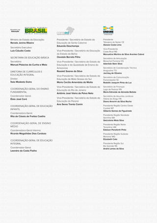 CONSULTA PÚBLICA CONSULTA PÚBLICA CONSULTA PÚBLICA
CONSULTA PÚBLICA CONSULTA PÚBLICA CONSULTA PÚBLICA
CONSULTA PÚBLICA CONSULTA PÚBLICA CONSULTA PÚBLICA
CONSULTA PÚBLICA CONSULTA PÚBLICA CONSULTA PÚBLICA
CONSULTA PÚBLICA CONSULTA PÚBLICA CONSULTA PÚBLICA
CONSULTA PÚBLICA CONSULTA PÚBLICA CONSULTA PÚBLICA
CONSULTA PÚBLICA CONSULTA PÚBLICA CONSULTA PÚBLICA
CONSULTA PÚBLICA CONSULTA PÚBLICA CONSULTA PÚBLICA
CONSULTA PÚBLICA CONSULTA PÚBLICA CONSULTA PÚBLICA
CONSULTA PÚBLICA CONSULTA PÚBLICA CONSULTA PÚBLICA
CONSULTA PÚBLICA CONSULTA PÚBLICA CONSULTA PÚBLICA
CONSULTA PÚBLICA CONSULTA PÚBLICA CONSULTA PÚBLICA
CONSULTA PÚBLICA CONSULTA PÚBLICA CONSULTA PÚBLICA
CONSULTA PÚBLICA CONSULTA PÚBLICA CONSULTA PÚBLICA
CONSULTA PÚBLICA CONSULTA PÚBLICA CONSULTA PÚBLICA
CONSULTA PÚBLICA CONSULTA PÚBLICA CONSULTA PÚBLICA
CONSULTA PÚBLICA CONSULTA PÚBLICA CONSULTA PÚBLICA
CONSULTA PÚBLICA CONSULTA PÚBLICA CONSULTA PÚBLICA
CONSULTA PÚBLICA CONSULTA PÚBLICA CONSULTA PÚBLICA
CONSULTA PÚBLICA CONSULTA PÚBLICA CONSULTA PÚBLICA
CONSULTA PÚBLICA CONSULTA PÚBLICA CONSULTA PÚBLICA
CONSULTA PÚBLICA CONSULTA PÚBLICA CONSULTA PÚBLICA
CONSULTA PÚBLICA CONSULTA PÚBLICA CONSULTA PÚBLICA
CONSULTA PÚBLICA CONSULTA PÚBLICA CONSULTA PÚBLICA
CONSULTA PÚBLICA CONSULTA PÚBLICA CONSULTA PÚBLICA
CONSULTA PÚBLICA CONSULTA PÚBLICA CONSULTA PÚBLICA
CONSULTA PÚBLICA CONSULTA PÚBLICA CONSULTA PÚBLICA
CONSULTA PÚBLICA CONSULTA PÚBLICA CONSULTA PÚBLICA
CONSULTA PÚBLICA CONSULTA PÚBLICA CONSULTA PÚBLICA
CONSULTA PÚBLICA CONSULTA PÚBLICA CONSULTA PÚBLICA
CONSULTA PÚBLICA CONSULTA PÚBLICA CONSULTA PÚBLICA
CONSULTA PÚBLICA CONSULTA PÚBLICA CONSULTA PÚBLICA
CONSULTA PÚBLICA CONSULTA PÚBLICA CONSULTA PÚBLICA
CONSULTA PÚBLICA CONSULTA PÚBLICA CONSULTA PÚBLICA
Ministro de Estado da Educação:
Renato Janine Ribeiro
Secretário Executivo:
Luiz Cláudio Costa
SECRETARIA DE EDUCAÇÃO BÁSICA
Secretário:
Manuel Palacios da Cunha e Melo
DIRETORIA DE CURRÍCULOS E
EDUCAÇÃO INTEGRAL
Diretor:
Ítalo Modesto Dutra
COORDENAÇÃO-GERAL DO ENSINO
FUNDAMENTAL
Coordenador-Geral:
Élsio José Corá
COORDENAÇÃO-GERAL DE EDUCAÇÃO
INFANTIL
Coordenadora-Geral:
Rita de Cássia de Freitas Coelho
COORDENAÇÃO-GERAL DE ENSINO
MÉDIO
Coordenadora-Geral Interina:
Ricardo Magalhães Dias Cardozo
COORDENAÇÃO-GERAL DE EDUCAÇÃO
INTEGRAL
Coordenador-Geral:
Leandro da Costa Fialho
Presidente / Secretário de Estado da
Educação de Santa Catarina
Eduardo Deschamps
Vice-Presidente / Secretário da Educação
do Estado da Bahia
Osvaldo Barreto Filho
Vice-Presidente / Secretário de Estado da
Educação e da Qualidade de Ensino do
Amazonas
Rossieli Soares da Silva
Vice-Presidente / Secretária de Estado da
Educação de Mato Grosso do Sul
Maria Cecília Amendola da Motta
Vice-Presidente / Secretário de Estado de
Educação do Rio de Janeiro
Antônio José Vieira de Paiva Neto
Vice-Presidente / Secretária de Estado da
Educação do Paraná
Ana Seres Trento Comin
Presidente
Tabuleiro do Norte/ CE
Alessio Costa Lima
Vice-Presidenta
Costa Rica/ MS
Manuelina Martins da Silva Arantes Cabral
Secretária de Articulação
Marechal Floriano/ ES
Adenilde Stein Silva
Secretário de Coordenação Técnica
Araguaína/ TO
Jocirley de Oliveira
Secretário de Comunicação
Florianópolis/ SC
Rodolfo Joaquim Pinto da Luz
Secretária de Finanças
Lago de Pedras/ RN
Maria Edineide de Almeida Batista
Secretária de Assuntos Jurídicos
Vitória do Xingu/ PA
Diana Amorim da Silva Rocha
Presidente Região Centro Oeste
Cuiabá/ MT
Gilberto Gomes de Figueiredo
Presidente Região Nordeste
Serrinha/ BA
Gelcivânia Mota Silva
Presidente Região Norte
Tonantins/ AM
Edelson Penaforth Pinto
Presidente Região Sudeste
Mariana/ MG
Elizabeth Cota
Presidente Região Sul
Rio Grande/ RS
André Lemes da Silva
 