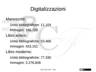 Compiti La BNCF ha come compito la raccolta, la conservazione, la documentazione e la valorizzazione della memoria storica italiana attraverso: il deposito legale in coordinamento con BNCR e le istituzione depositarie regionali 