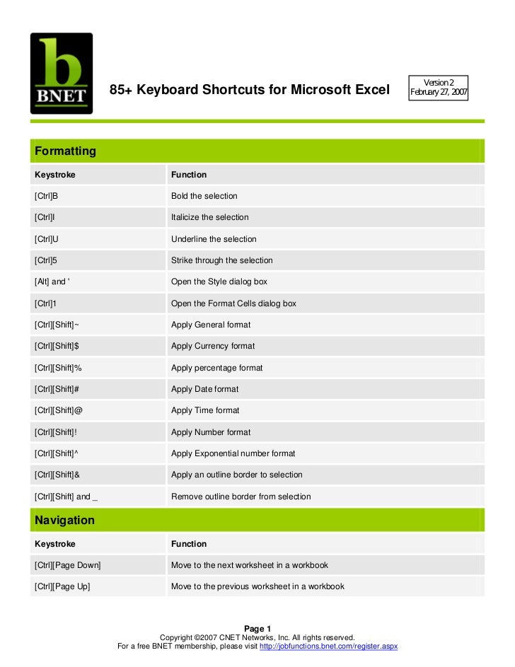 Bnet free excel_keyboard_shortcuts