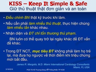 5/18/2016 96
KISS – Keep It Simple & Safe
Giữ thủ thuật thật đơn giản và an toàn
• Điều chỉnh BN thật kỹ trước khi làm.
• ...