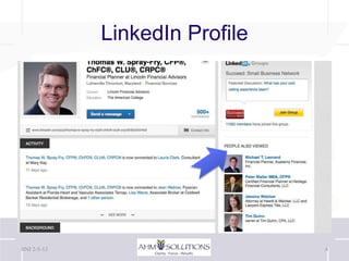 LinkedIn Profile




BNI 2-5-13                      4
 