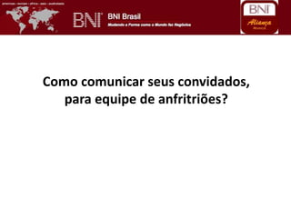 Como comunicar seus convidados,
para equipe de anfritriões?
 