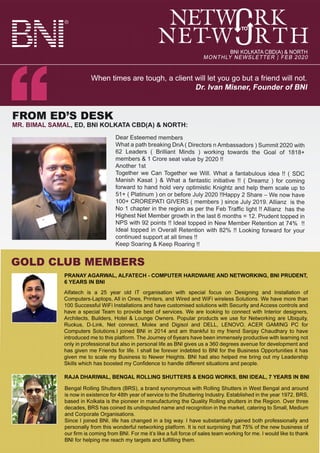 BNI Kolkata CBD(A) & North | Newsletter | February 2020