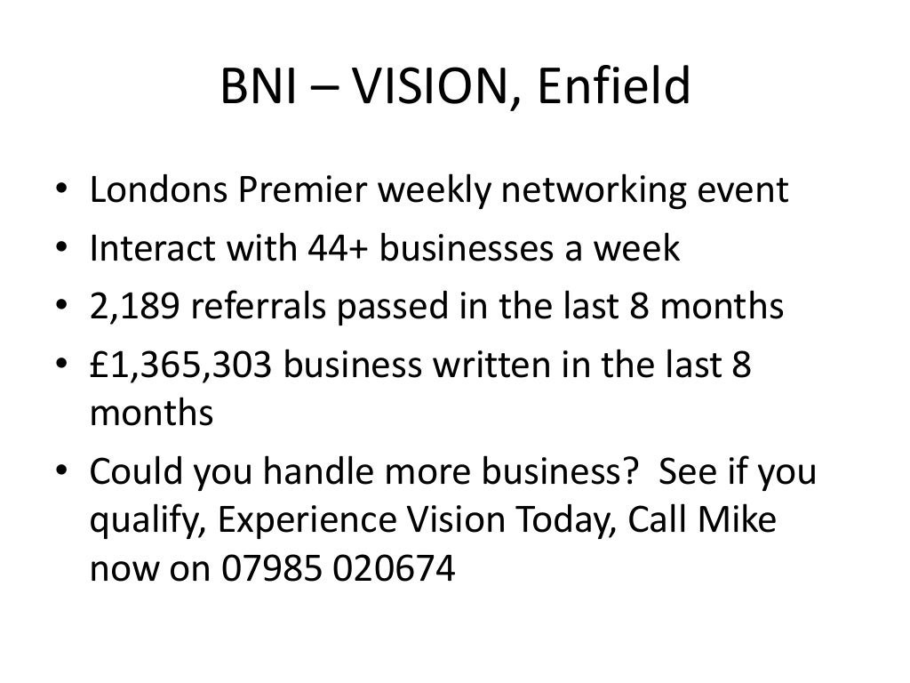 BNI Vision, Londons Top Weekly Networking Meeting