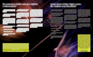 Čo znamená Biela noc pre Košice                                                                                              What does White Night mean
         a Slovensko?                                                                                                                 for Košice and Slovakia?
            najrozsiahlejší a najnavštevova-         Účasť svetových medzinárodne               Veľký mediálny záujem (priamy           the largest and most visited con-          many foreign and domestic visitors        Great media interest (live on slo-
         nejší projekt súčasného umenia na        uznávaných súčasných umelcov.             prenos v slovenskom rozhlase, re-         temporary art project in slovakia.        from around slovakia(Bratislava, Ban-     vak radio, reports by many television
         slovensku.                                                                         portáže v mnohých televíziách, články                                               ská Bystrica, žilina, prešov, Budapest,   channels, articles in newspapers,
                                                      množstvo zahraničných a domá-         v novinách, časopisoch či v špeciál-         the inclusion of Košice, as the only   miskolc, prague, Krakow and others).      magazines and in special television
            zaradenie Košíc ako jediného mes-     cich návštevníkov z celého sloven-        nych televíznych reláciách o umení        city from the V4 countries, into the                                                programmes about the arts, etc.); if we
         ta z krajín V4 do celoeurópskej siete    ska (Bratislava, Banská Bystrica, ži-     a pod.), keby sme vyčíslili jeho hodno-   nuit Blanche europe network.                 Development of cultural tourism        estimate its value, we would reach
         nuit Blanche europe.                     lina, prešov, Budapešť, miškolc, praha,   tu, vyšlo by nám číslo okolo 50 000 €.                                              (attractive Košice weekend: White         a figure of around € 50,000.
                                                  Krakov a iné).                                                                        promoting and connecting Košice         night and the International peace
             zviditeľnenie a spojenie Košíc                                                    potenciál na rozvoj regionálneho,      with cities such as paris, Brussels,      marathon) - events for families with         potential for developing regional,
         s  mestami ako paríž, Brusel, rím,          rozvoj kultúrneho turizmu (atrak-      slovenského a medzinárodného turiz-       rome, madrid, riga, Bucharest, st.        children, the young and the old.          slovak and international tourism
         madrid, riga, Bukurešť, petrohrad,       tívny košický víkend: Biela noc a me-     mu (plánovaná kampaň v okolitých          petersburg, toronto, san Francisco,                                                 (a planned campaign in the surround-
         toronto, san Francisco, new york, tel    dzinárodný maratón mieru) – zážitky       mestách a susedných krajinách).           new york, tel aviv, liverpool, Berlin,      open shops, bars, restaurants and       ing towns and neighbouring countries).
         aviv, liverpool, Berlín, amsterdam,      pre rodiny s deťmi, mladých i starších.                                             amsterdam, Chicago and others.            places on the White night route.
         Chicago a iné.                                                                         lukratívne partnerstvo s medziná-                                                                                            a lucrative partnership with the
                                                     otvorené obchody, podniky, reštau-     rodnou organizáciou DIGItalartI so          50,000 visitors in one night and a        Various animations and accompa-         international organisation, DIGIta-
           50 000 návštevníkov počas jednej       rácie a prevádzky na trase Bielej noci.   sídlom v paríži, ktorá sa špecializuje    unique atmosphere.                        nying events which will bring financial   lartI, in paris, which specialises in
         noci a jedinečnej atmosféry.                                                       na digitálne umenie.                                                                rewards to the cultural economy and       digital art.
/ 10 /




                                                                                                                                                                                                                                                                    / 11 /
                                                     rôzne animácie a sprievodné podu-                                                  130 artists from six countries.         development of tourism in the city.
            130 umelcov zo šiestich krajín.       jatia, ktoré sa odrážajú finančným
                                                  prínosom na kultúrnej ekonomike                                                       30 artistic installations.
            30 umeleckých inštalácií.             a turistickom rozvoji mesta.
                                                                                                                                        120 trained volunteers from sec-
           120 vyškolených dobrovoľníkov zo                                                                                           ondary schools.
         stredných škôl.                                                                                                                                                                                                  “White night livened up the usual
                                                                                                                                        participation of worldwide inter-                                                 city routine and added sparkle to the
                                                                                                                                      nationally renowned contemporary                                                    grey Košice night. The city showed
                                                                                                                                      artists.                                                                            its potential and the uniqueness of
                                                                                                                                                                                                                          the event was also underlined by ex-
                                                                                                                                                                                                                          cellent multimedia projects which
                                                                                                                                                                                                                          visitors could not normally see. It
                                                                                                                                                                                                                          also gave space for the presentation
         „Biela noc oživila mestský stereotyp a pridala glanc šedej košickej noci. Mesto                                                                                                                                  of young artists. In the “Dancing
         ukázalo svoj potenciál a výnimočnosť akcie podčiarkli aj skvelé multimedi-                                                                                                                                       machine” rhythm, visitors swayed
         álne projekty, ktoré návštevník nemá možnosť bežne vidieť. Taktiež poskytla                                                                                                                                      together with dancing bags and the
         priestor na prezentovanie mladých umelcov. V rytme „Dancing machine“ sa                                                                                                                                          mass psychosis strengthened the
         návštevníci vlnili spolu s tancujúcimi sáčkami a davová psychóza posilnila                                                                                                                                            indescribable atmosphere.“
                                   neopísateľnú atmosféru.“
                                                                                                                                                                                                                                  Beáta Kolbašovská,
                        Beáta Kolbašovská, umelkyňa a pedagogička                                                                                                                                                                artist and pedagogue
 