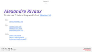 e-art sup | 3A & 3B
Design Interactif - 2016/2017
Alexandre Rivaux
arivaux@gmail.com
ixd.education
Alexandre Rivaux
Direct...